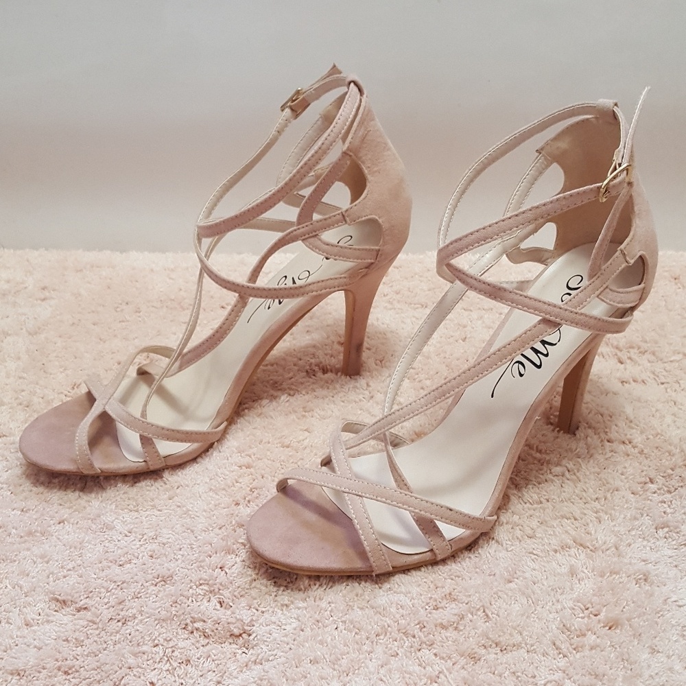So Me Blush Pink strappy leather heels